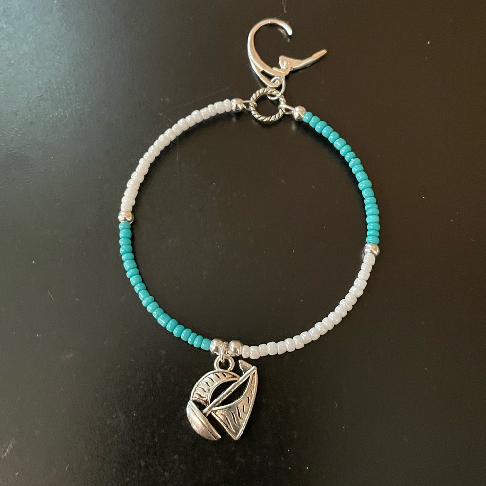 Silver and Turquoise Beaded Earrings - Picture 5 of 5